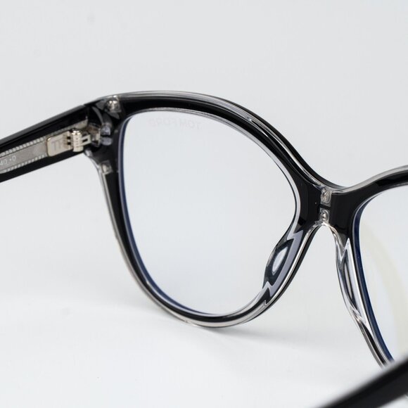Tom Ford Woman Eyeglasses Black Crystal Blue Light Block Cat Eye FT5954-B 003 - Picture 7 of 11